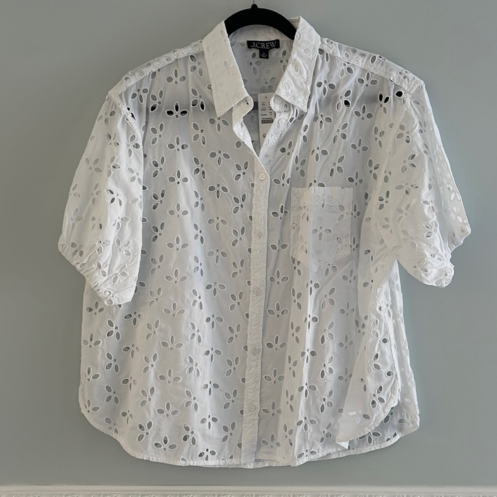 J Crew button down eyelet top with slip 16 NWT